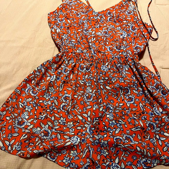 AQUA Orange & Blue Foral Romper - Picture 3 of 5